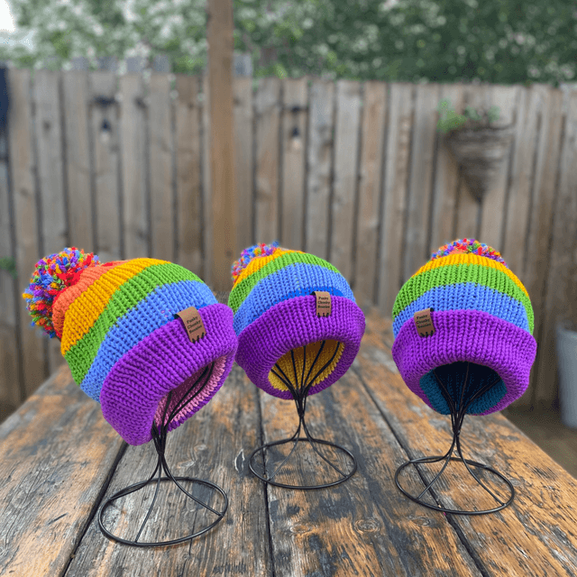 🌈 Funky Chunky Bobble Hat – Signature Rainbow – Handmade in Scotland