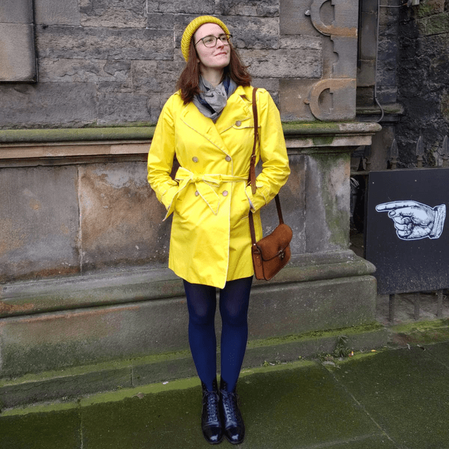 💛 Funky Chunky Bobble Hat – Mustard Gold, Navy & White – Handmade in Scotland