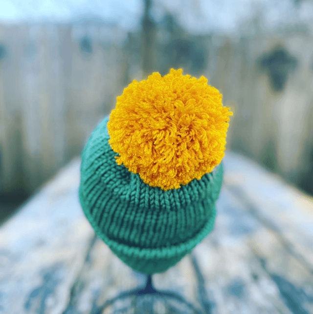 Funky Chunky Beanies - Bobble hat - Golden yellow and green dreams - Handmade in Scotland