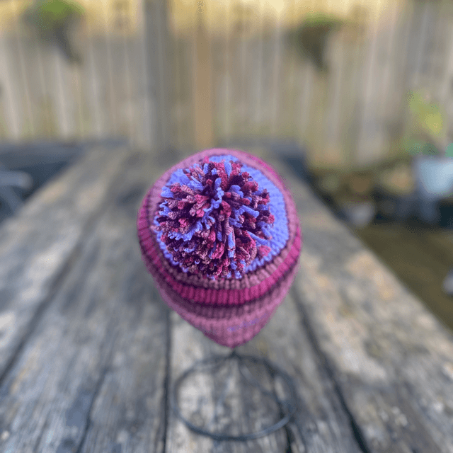 Funky Chunky Bobble hat – Amethyst & Plum - Handmade in Scotland