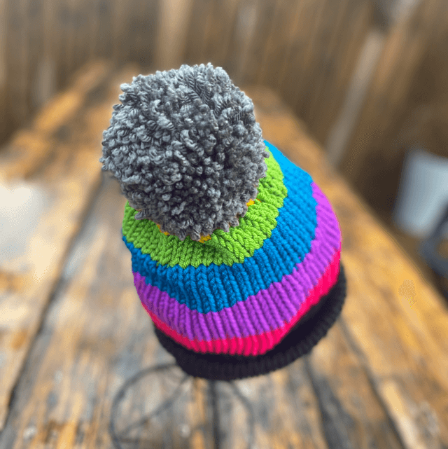 🎡 Funky Chunky Bobble Hat – Neon Carnival – Handmade in Scotland