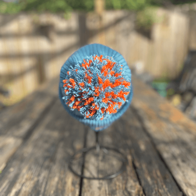 Funky Chunky Bobble Hat - Aqua & Orange – Handmade in Scotland