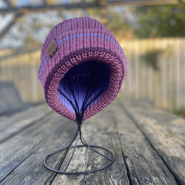 Funky Chunky Bobble hat – Amethyst & Plum - Handmade in Scotland