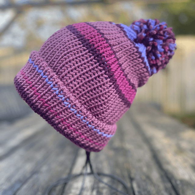 Funky Chunky Bobble hat – Amethyst & Plum - Handmade in Scotland