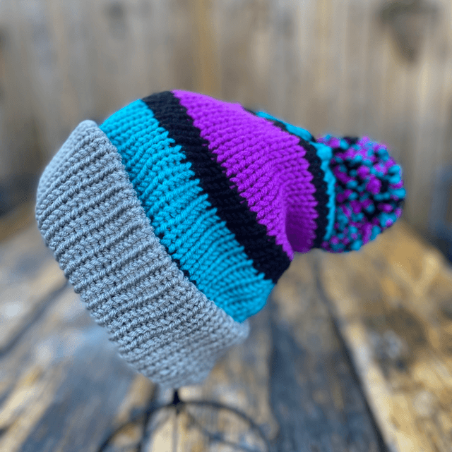 Funky chunky beanie Bobble Hat - Retro 90's Handmade in Scotland