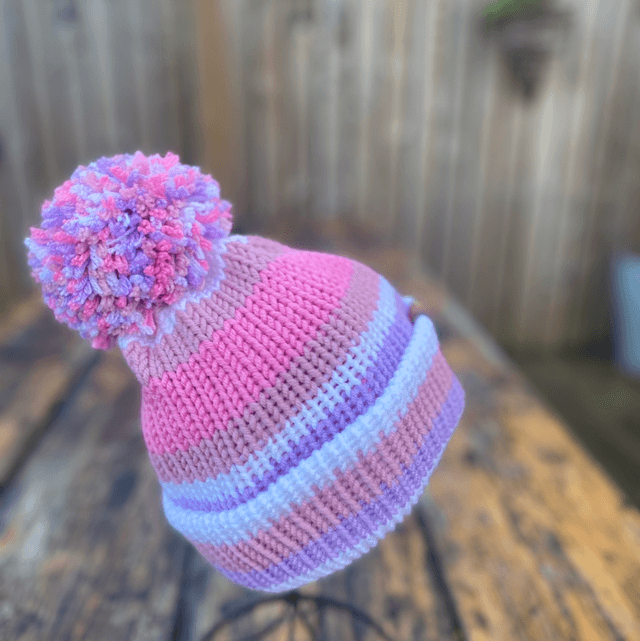 Tweenie Beanie. CUSTOM. White, pink and rose 