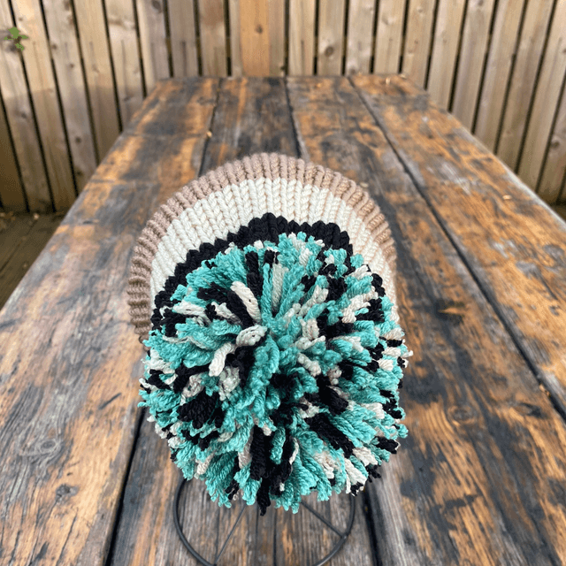 Funky Chunky Beanies Bobble Hat - Mocha Mint - Homemade in Scotland