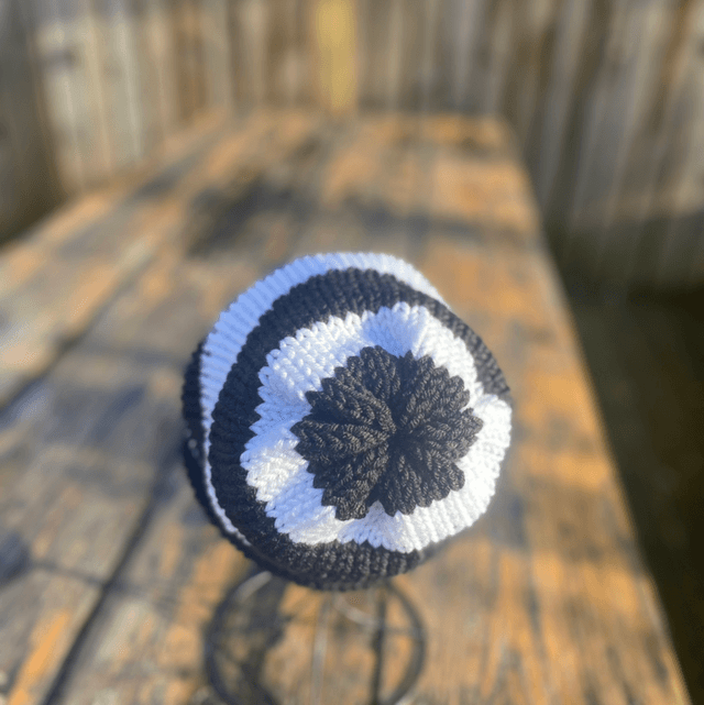 Funky Chunky Beanie – Classic Black & White Stripes - Handmade in Scotland