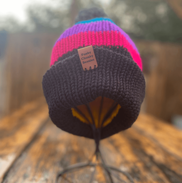 🎡 Funky Chunky Bobble Hat – Neon Carnival – Handmade in Scotland