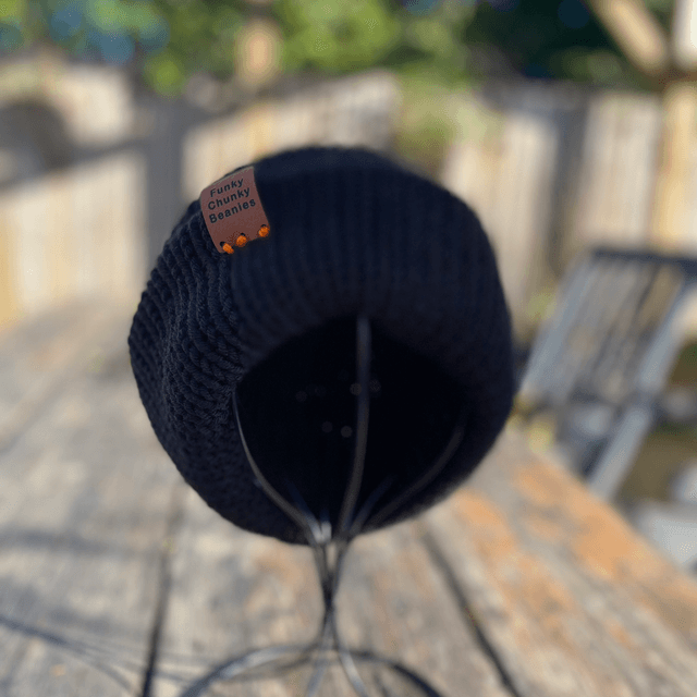 Funky Chunky Bobble Hat - Colour Block - Orange & Black - Handmade in Scotland