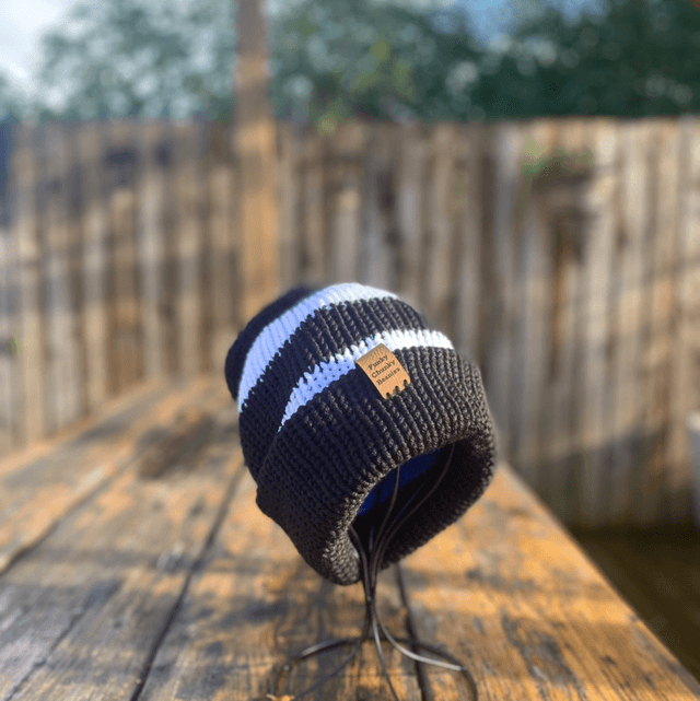 Funky Chunky Beanie – Classic Black & White Stripes - Handmade in Scotland