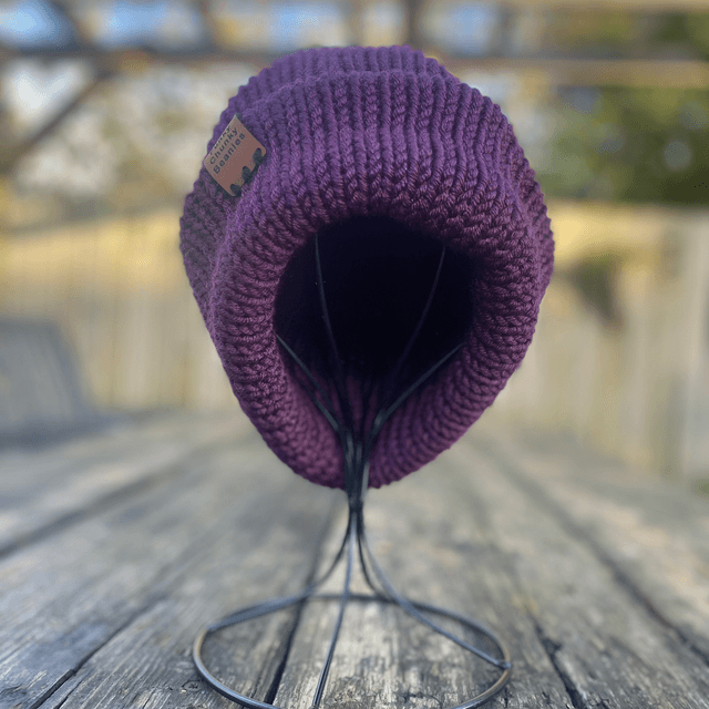 Funky Chunky Deep Plum Beanie – Handmade in Scotland