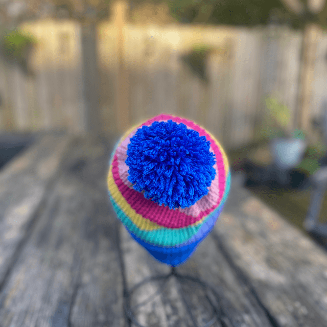 Funky Chunky beanies Bobble hat Retro Rainbow – Handmade in Scotland 