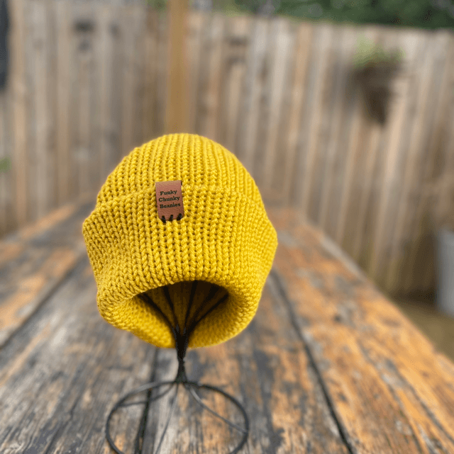 Funky Chunky Beanie - Classic Mustard - Handmade in Scotland