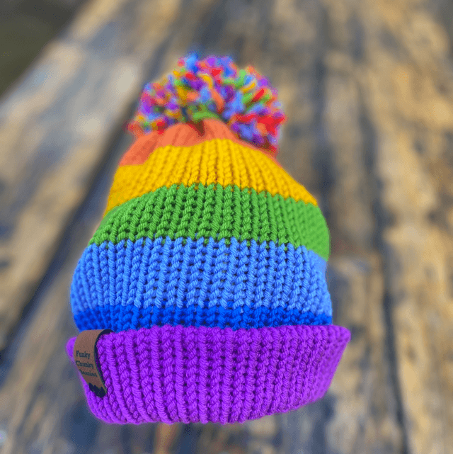 🌈 Funky Chunky Bobble Hat – Signature Rainbow – Handmade in Scotland