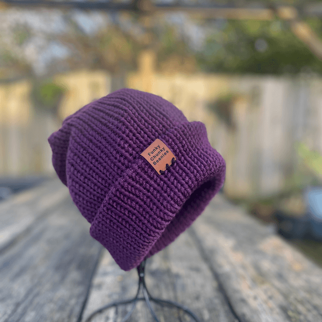 Funky Chunky Deep Plum Beanie – Handmade in Scotland