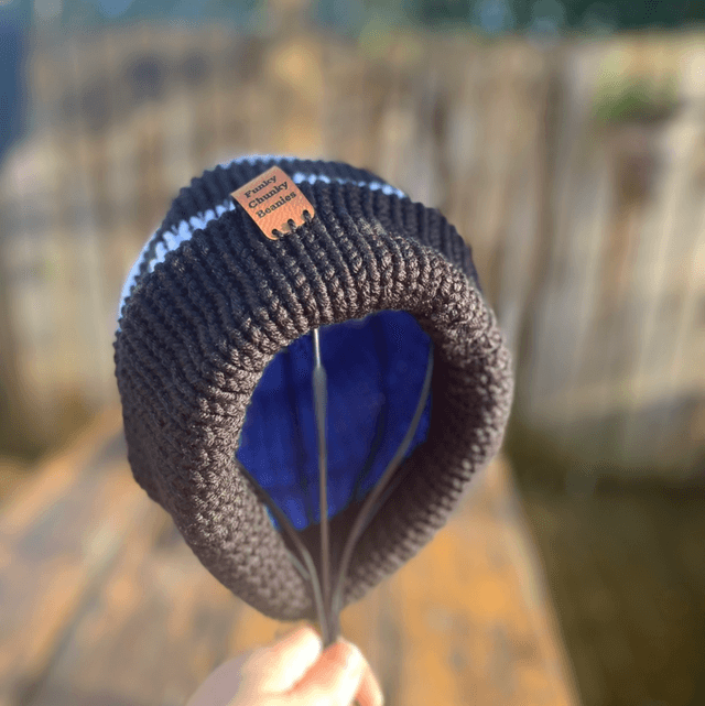 Funky Chunky Beanie – Classic Black & White Stripes - Handmade in Scotland