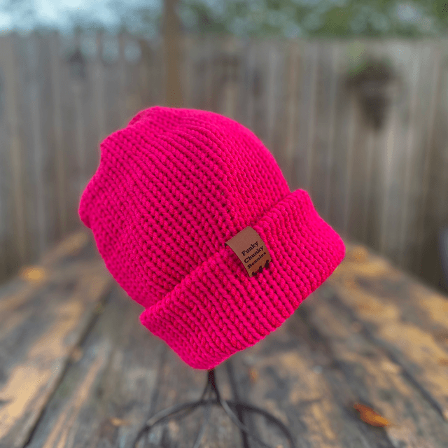 Funky Chunky Beanie - Signature Magenta - Handmade in Scotland