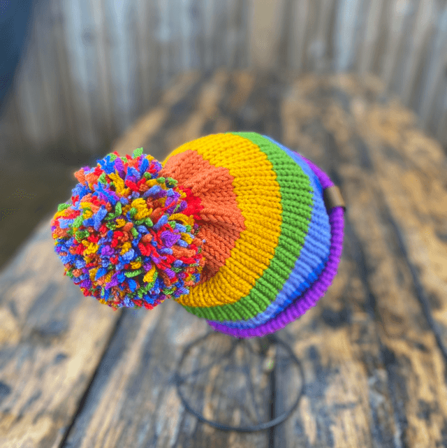 🌈 Funky Chunky Bobble Hat – Signature Rainbow – Handmade in Scotland