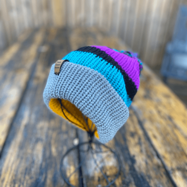 Funky chunky beanie Bobble Hat - Retro 90's Handmade in Scotland