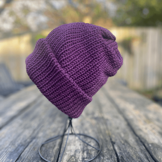 Funky Chunky Deep Plum Beanie – Handmade in Scotland