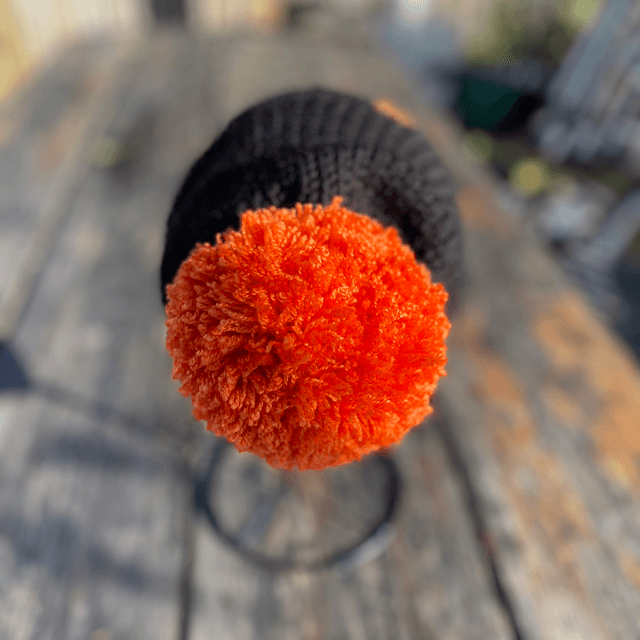 Funky Chunky Bobble Hat - Colour Block - Orange & Black - Handmade in Scotland