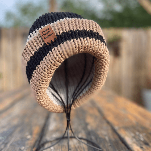 Funky Chunky Beanies Bobble Hat - Mocha Mint - Homemade in Scotland