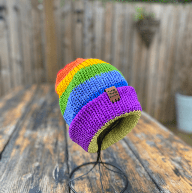 Signature Rainbow Funky Chunky Beanie – Handmade in Scotland