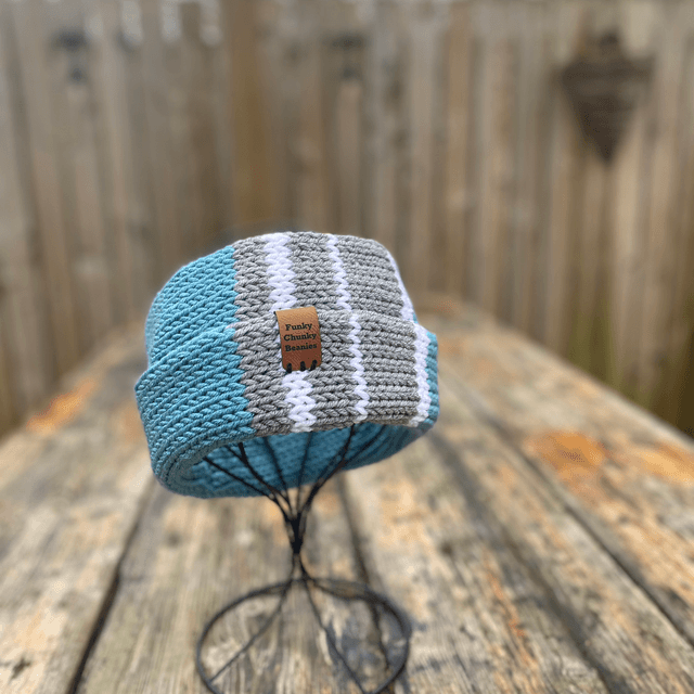 Funky Chunky Headband - Sky blue, Ice White &amp; Steel