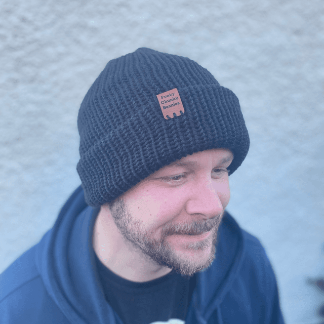 🖤 Funky Chunky Classic Black Beanie – Handmade in Scotland