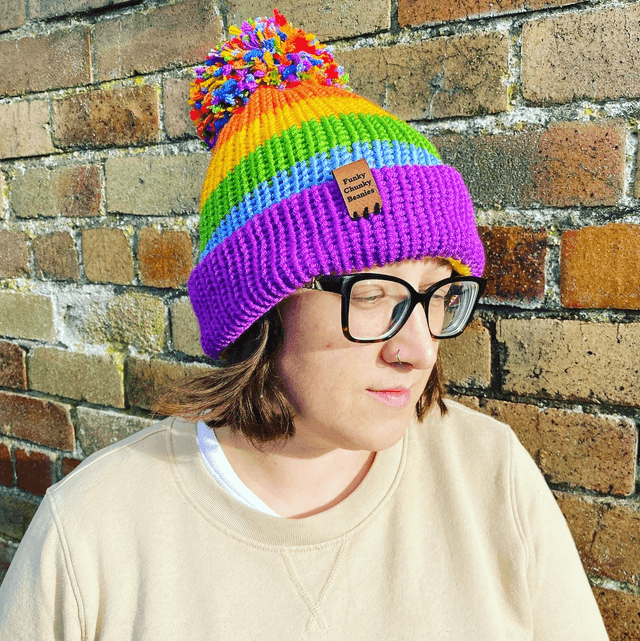 🌈 Funky Chunky Bobble Hat – Signature Rainbow – Handmade in Scotland